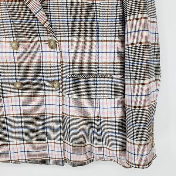 Halogen Nordstrom Plaid Double Breasted Blazer Jacket 1X Womens Cream Pink - Picture 5 of 9